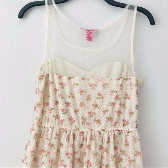 UP Floral Tulle Tier Lace Mesh Cottagecore Prairie Dress - Picture 7 of 11